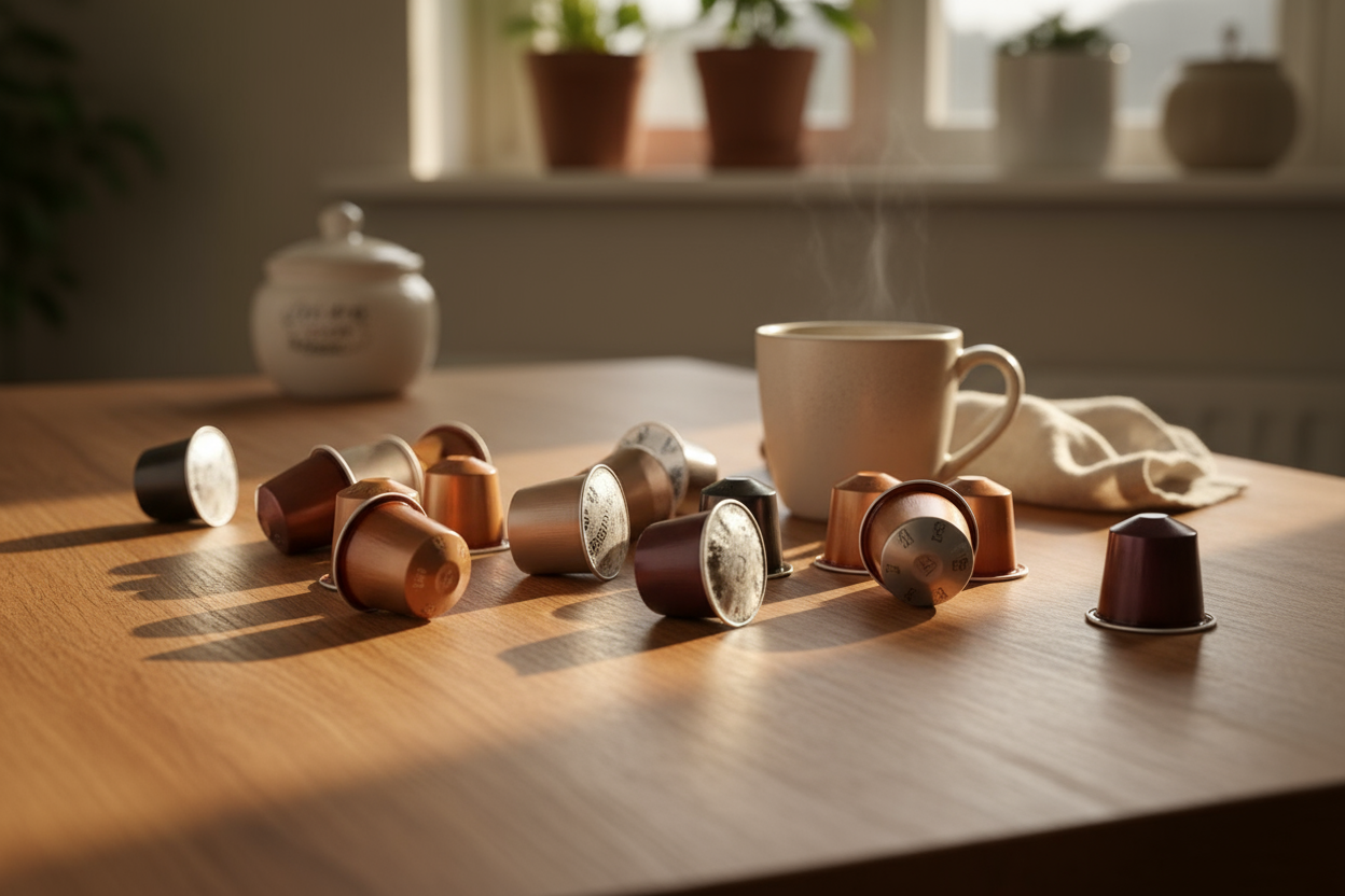 coffee pods on a kitchen table