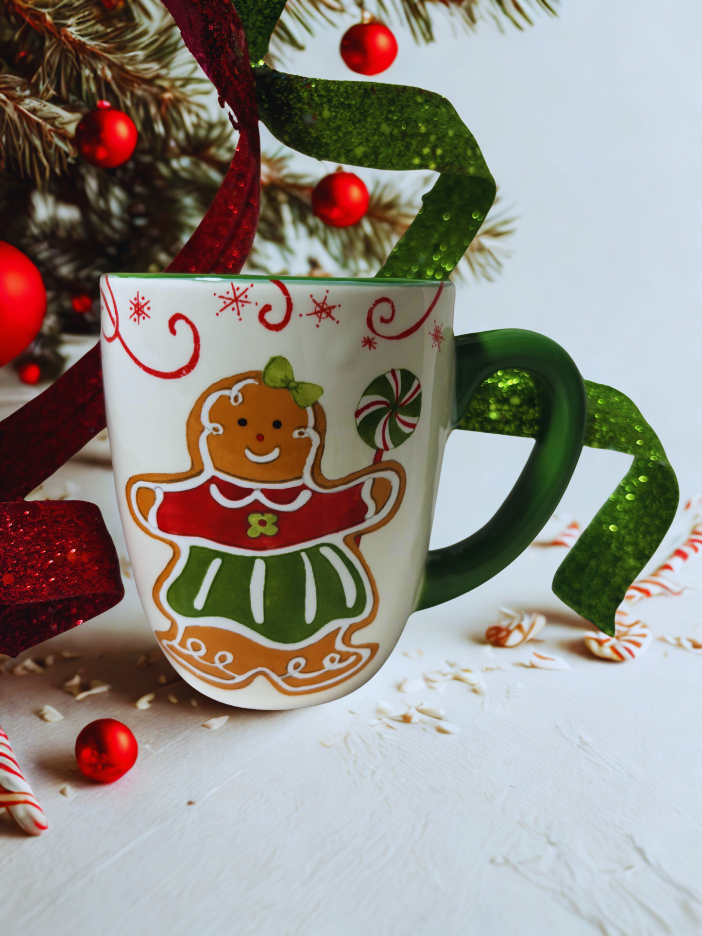 Holiday Magic Gingerbread Mug Green Skirt 18 oz.